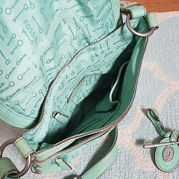 Fossil Bags Mint Green Leather Crossbody Purse Poshmark